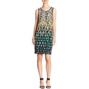 Banana Republic Printed Sheath Dress Stretch Sleeveless Office Career Keyhole